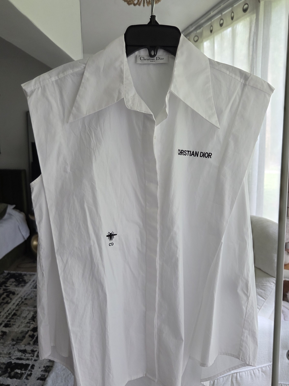 Dior White Sleeveless Button-Front Shirt